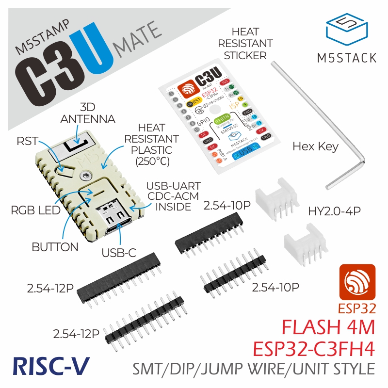M5スタックの公式m5スタンプc3uメイト (ピンヘッダー付 - M5Stack Core2 のレビューと価格
